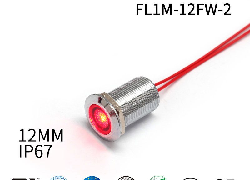 12MM Metal 240V LED Indicator Light With Wire
