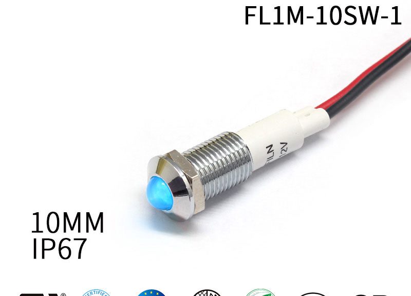 FILN 10MM Blue LED Indicator Light 24V METAL Indicator Light