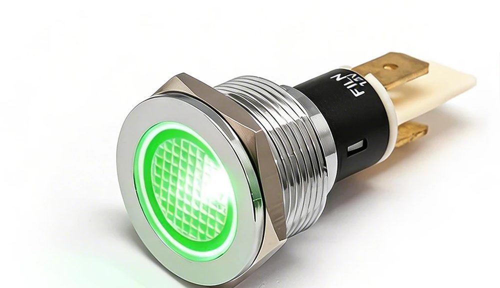 19mm Flat Yellow Indicator Light with Reflector