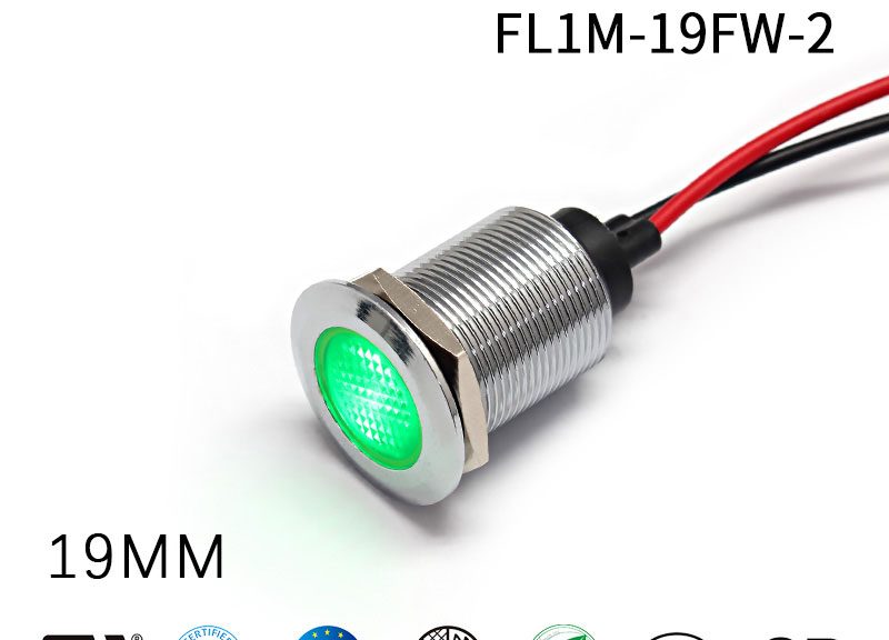 19MM Flat LED High Voltage Indicating Light with Wire