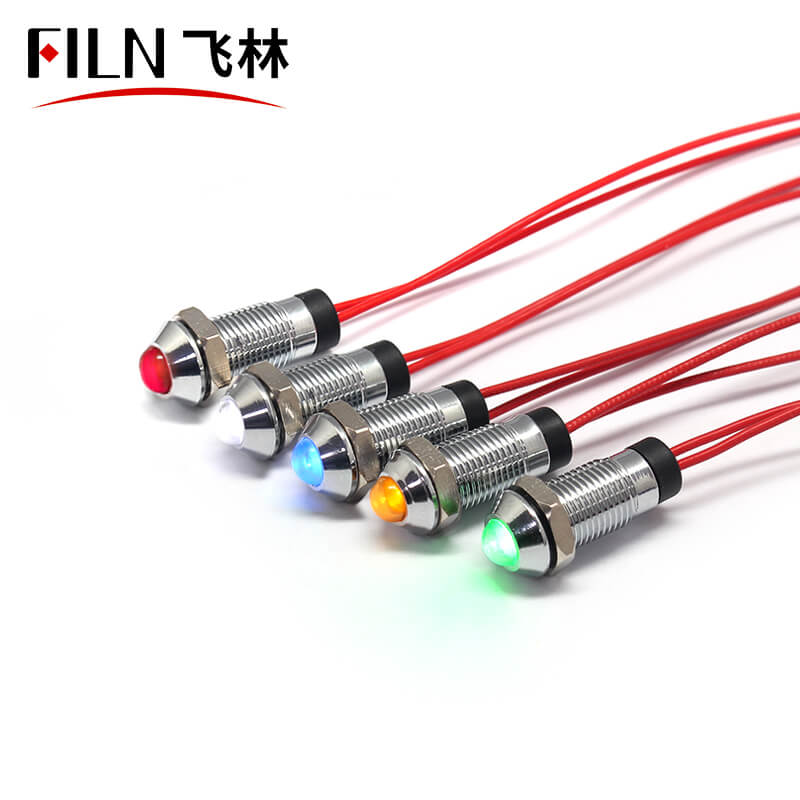 12V 8mm IP67 RED LED METAL signal indicator light for bike indicatorlight
