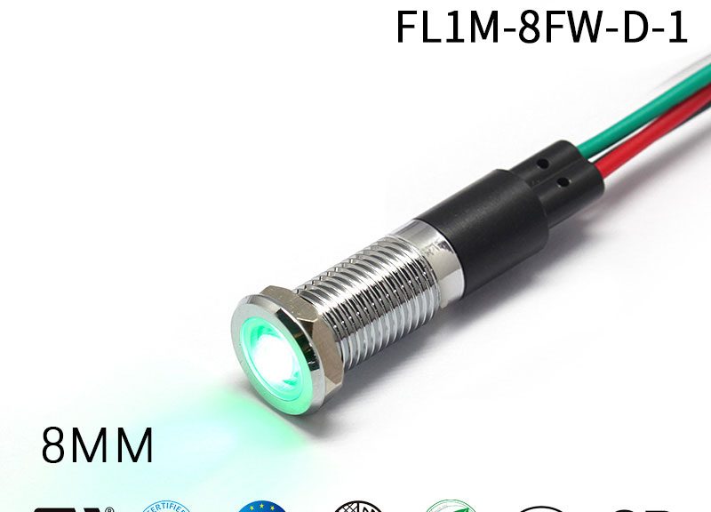 Flat Head 8MM Red Green Two Color LED Indicator Light