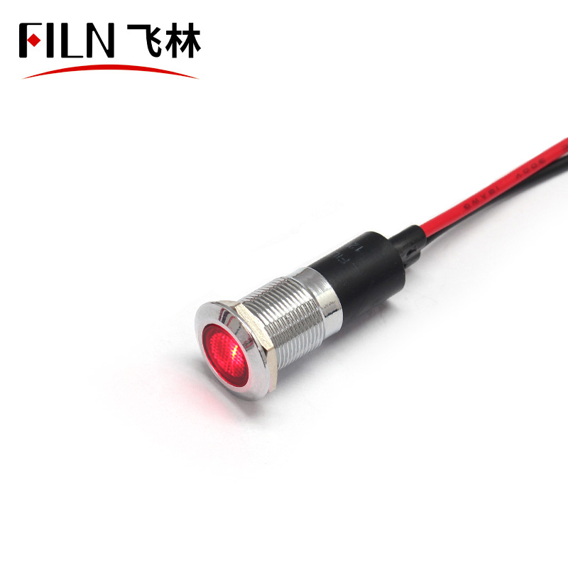 12MM 12V Metal Red LED Indicator Light