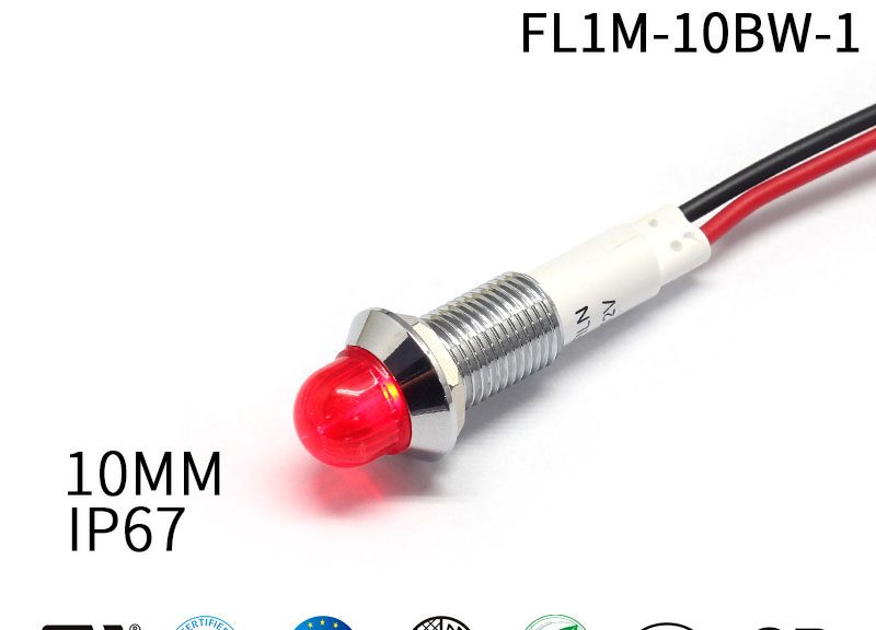 FILN LED Indicators 10MM Red 230V Panel Mount LED Indicators