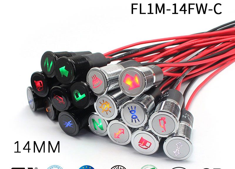 Picture Trademark Metal indicator Light-FILN 14mm 12v Various Symbol Indicators