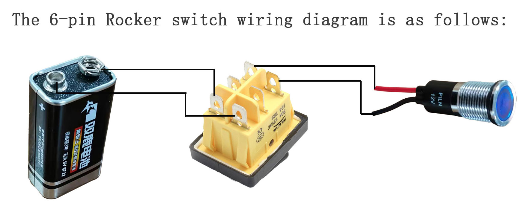 Filn 30A KCD2 On Off Waterproof 6 Pins Rocker Switch