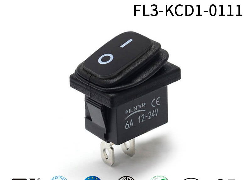 2 Pins ON OFF 10A AC Waterproof Black Rocker switch