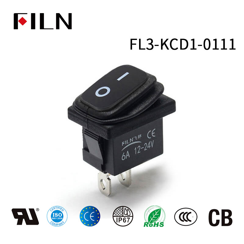 2 Pins ON OFF 10A AC Waterproof Black Rocker Switch
