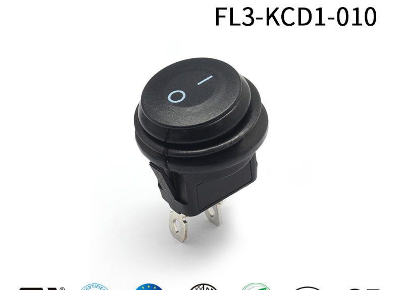 2PIN KCD1 ON OFF IP67 Black 5A 250V Car Round Rocker Switch