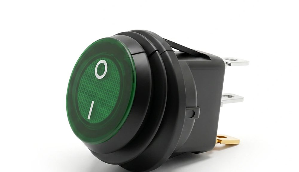 3 Way 12 Volt Red LED Round illuminated Red Power Switch