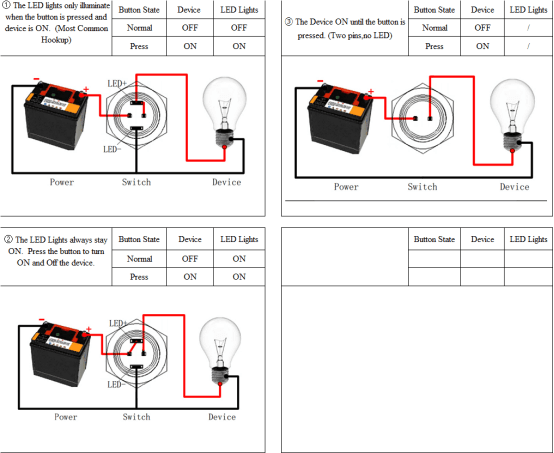 12V Momentary Waterproof ip67 Push Button Switch Schematic diagram