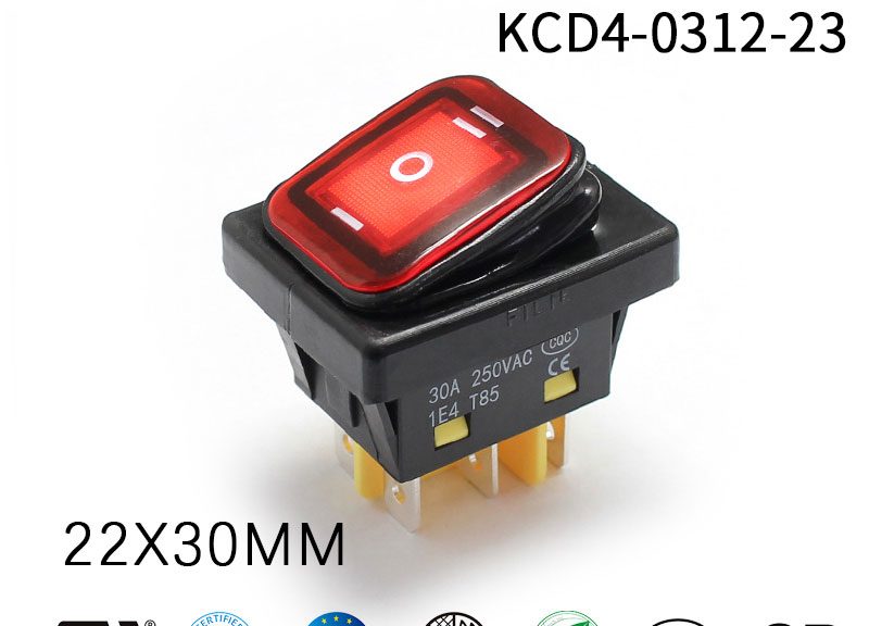 FILN KCD4 Third Gear Momentary On Off On Rocker Switch 6Pin