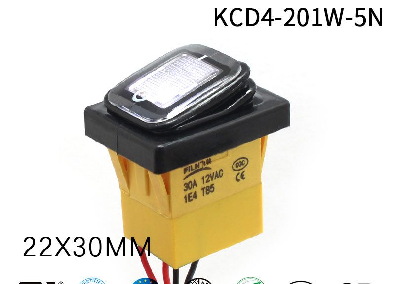 Marine Rocker Switch With Wire 20A 220V Waterproof IP68