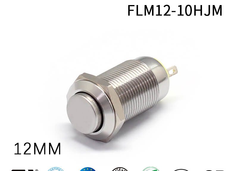 FILN Mini 12MM 2 PIN Momentary Push Button Machine Switch