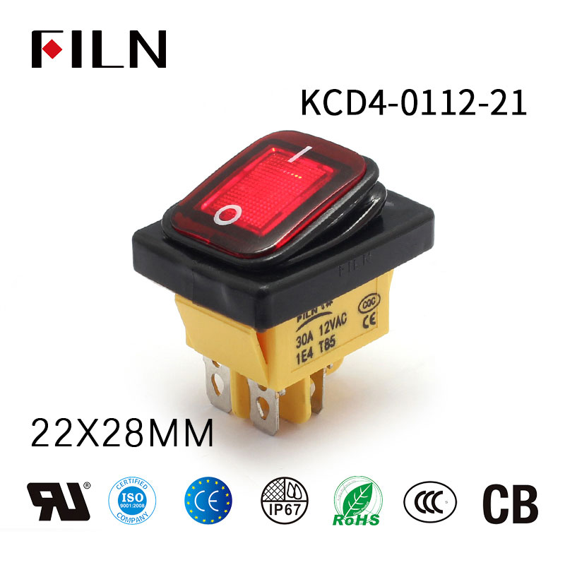 Filn 4 Pins 30A 12V Momentary Autozone Rocker Switch