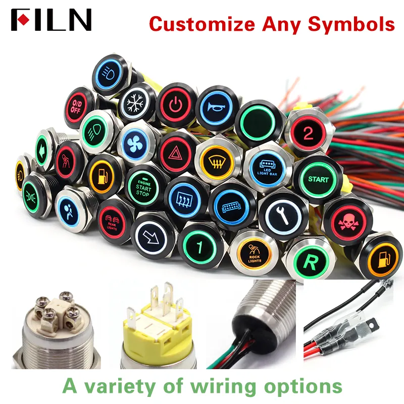 Flat Head Short Type Metal Switch 19MM LED Color