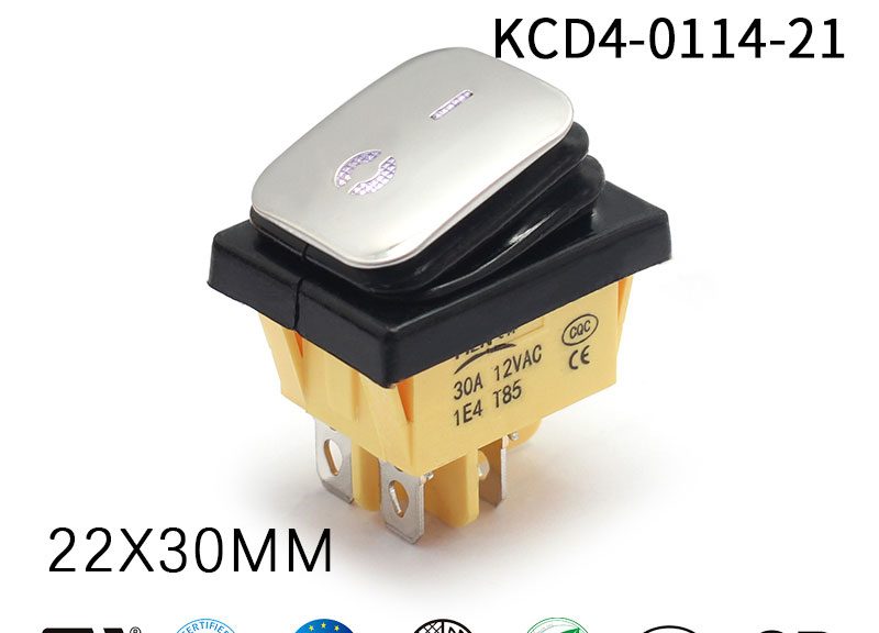 4 Pins SPST RV 12V Waterproof Blue lighted rocker switch