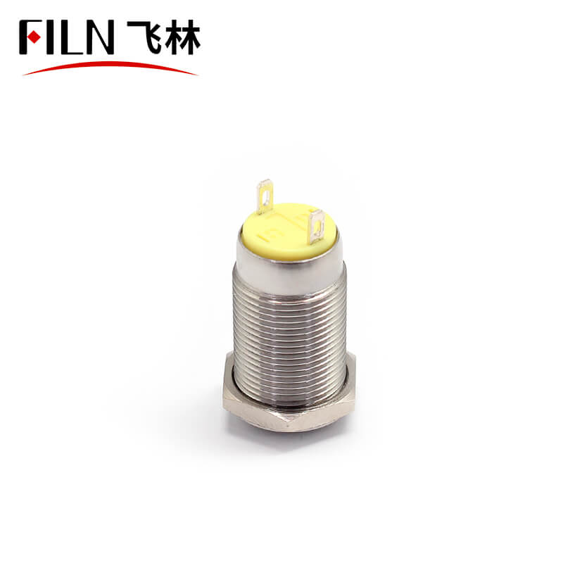 FILN Mini 12MM 2 PIN Momentary Push Button NC Contacts indicatorlight