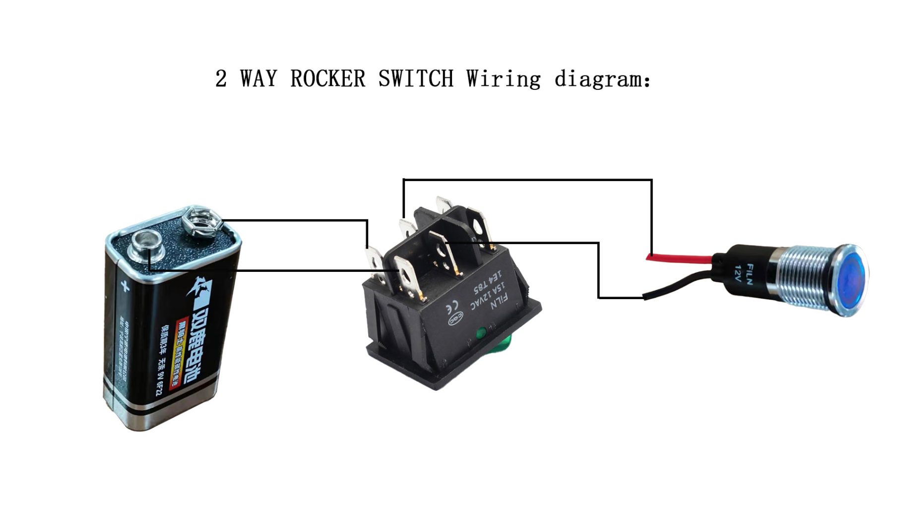 Filn KCD4 On Off 15A 12 Volt 2 Way Rocker Switch