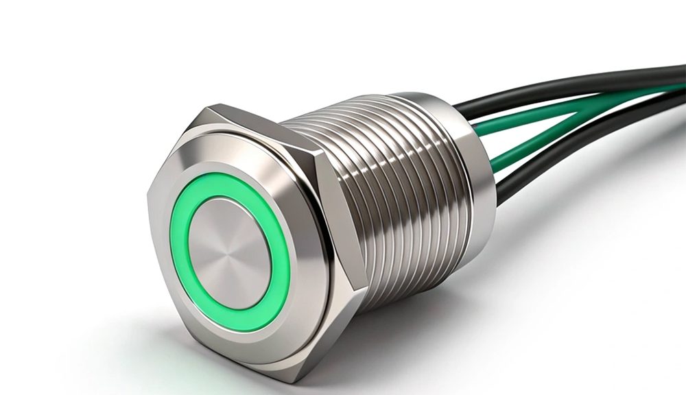 16MM 12V Green LED Metal Push Button Switch Panel