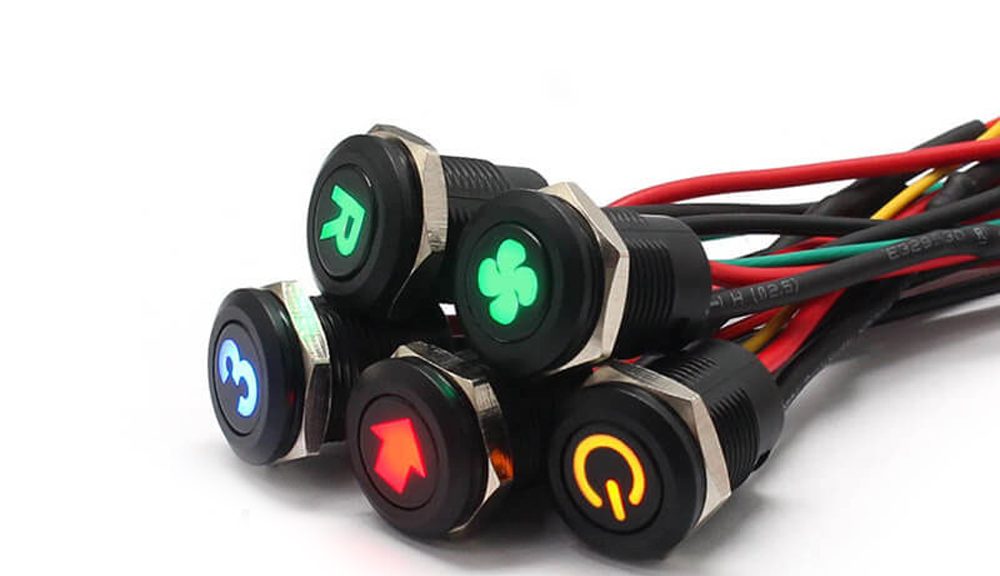 12MM RED LED CUSTOM 12v PUSH BUTTON SWITCH