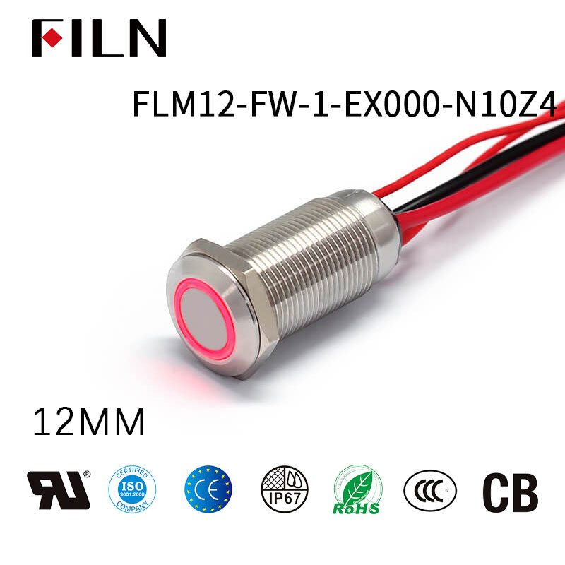 Waterproof Mini LED Illuminated Push Button Switch with Wire