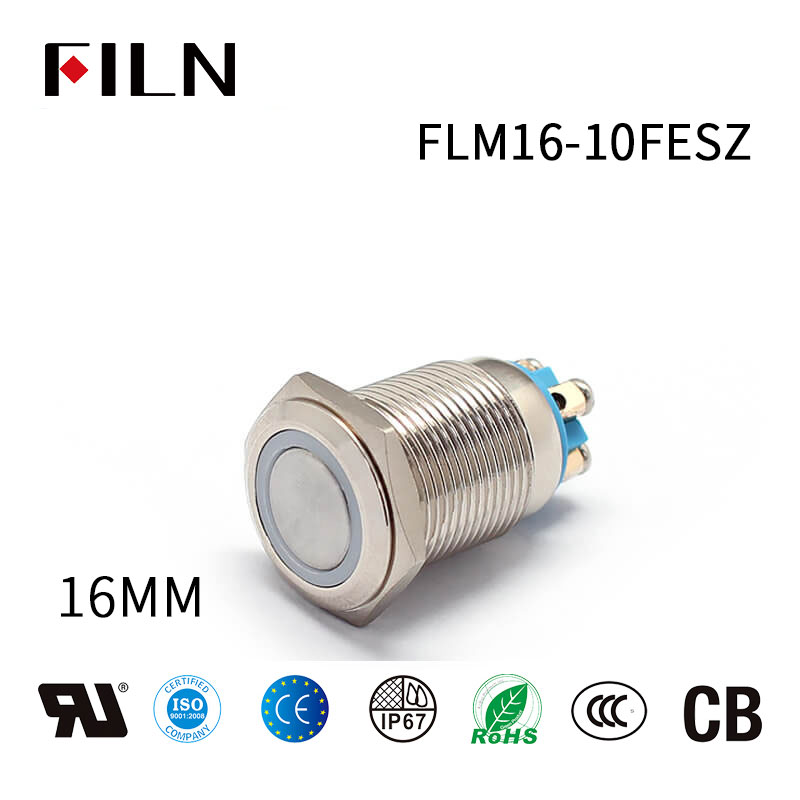 Uxcell 2 Pcs 16mm Momentary Push Button Switch Red LED Light Round Button 1 NO 1 NC Light 24V 5 Pin