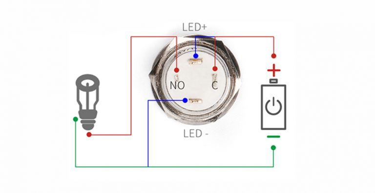19mm illuminated 24V push button switch stainless steel 4pin