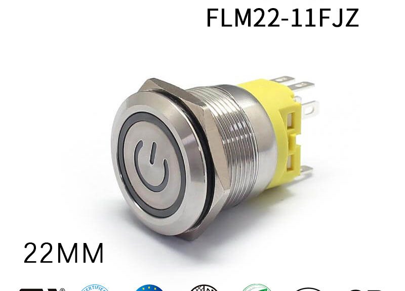 22MM 8 Pins Red LED 110V Momentary Push Button Switch