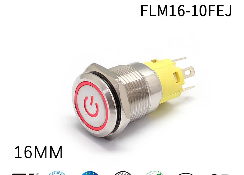 FILN 16MM 12V Push Button Switch With LED Latch