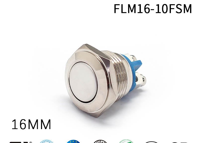 Stainless Steel Push Button Switch Momentary 16MM 2Pins