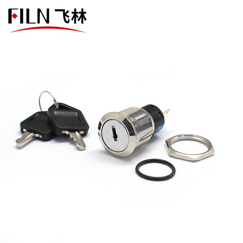 FILN 19MM Metal Electronic Key Lock Round Push Button Switches with 3