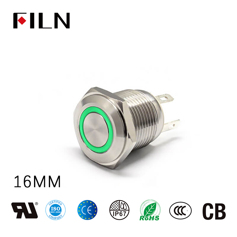 SSF 16mm Green On Off LED 12V Latching Push Button Power Switch Waterproof