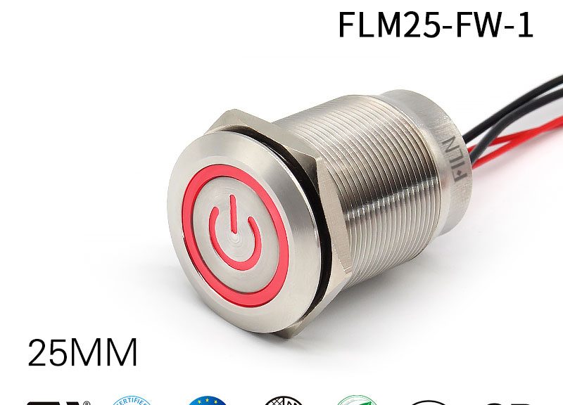 25MM 10A 24V Waterproof Metal Push Button Switch