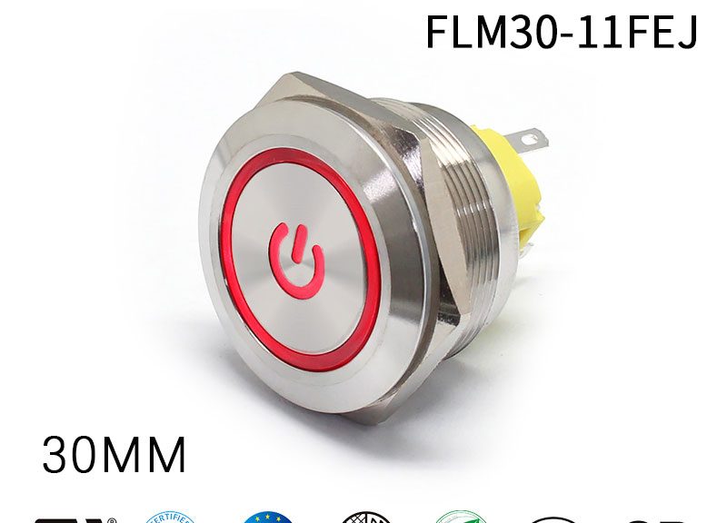 30MM 5PIN IP67 Power Symbol 2 Step Push Button Switch