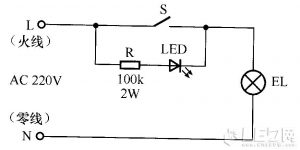 circuito indicatore interruttore a led