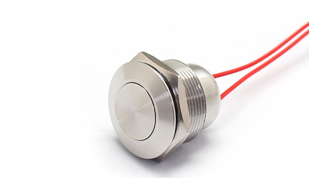 FILN 110V Momentary Push Button Switch Flat Stainless Steel