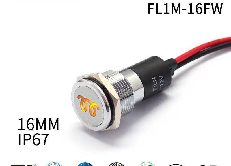 16MM VW Indicator Lights Glow Plug Symbol Indicator Light IP67