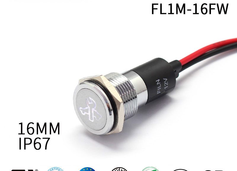 12V LED White Service Requirement Indicator Light IP67