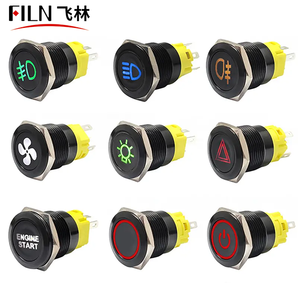 Flat Head Short Type Metal Switch 19MM LED Color