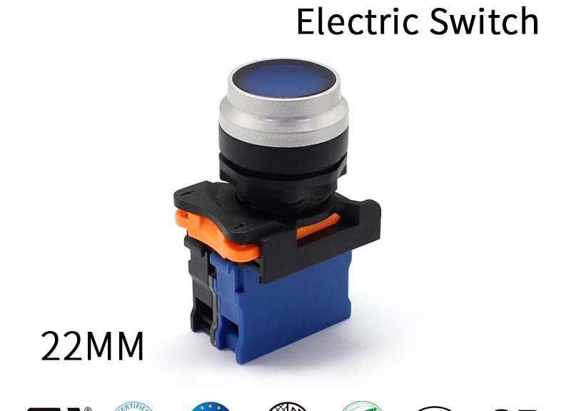 Blue Illuminated Vandal Latching Push Button Electric Switch