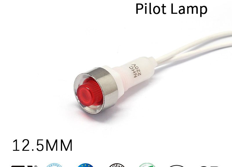 FILN Circular Plastic Pilot Lamp Red 12V Various Equipment Indicator Lights