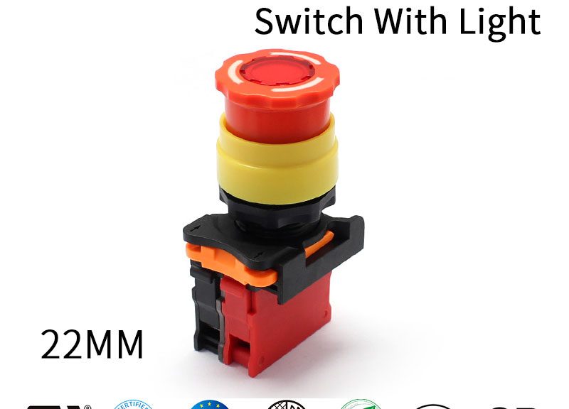 FILN 22MM 24V 220V Emergency Stop Button Switch With Light