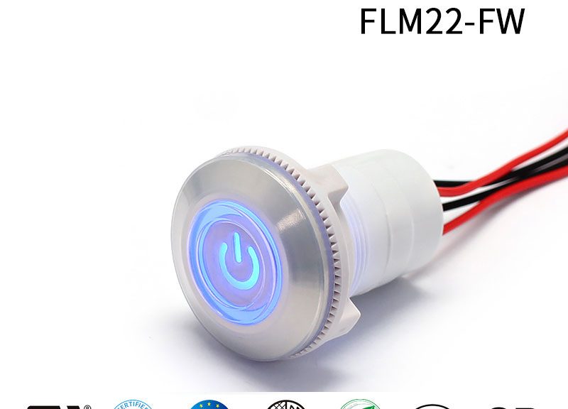 FILN 22MM Push Button Switch Waterproof Plastic Pushbutton Switch with Light