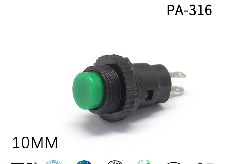 10MM Self Resetting Plastic Normally Open Push Button