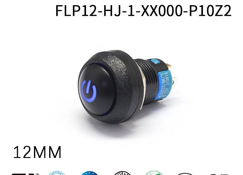 12MM Push Button Power Switch With Power Symbol