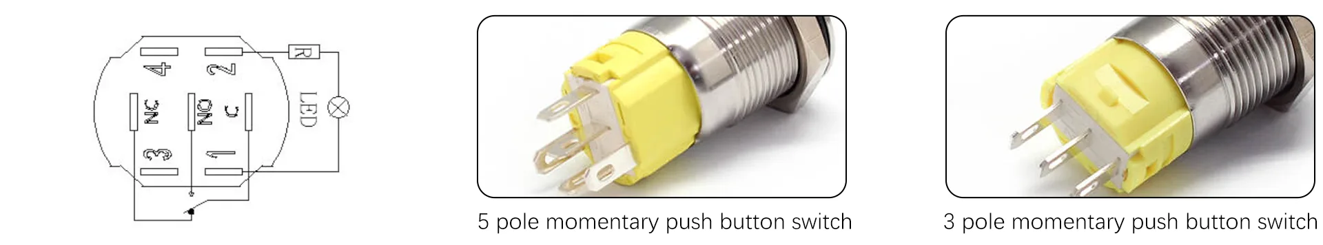 5 pole momentary push button switch