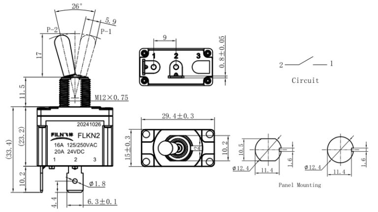 FILN IP67 Momentary Toggle Switches ON-OFF 12MM Waterproof Toggle Switch