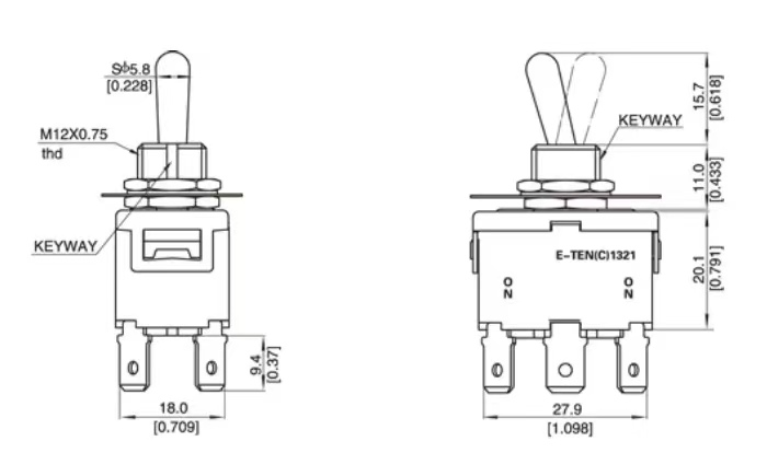 6 PIN 1321 16A 30A ON ON Double Toggle Switch