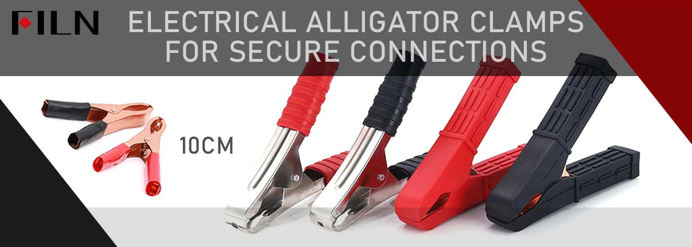 FILN Alligator Clamps Electrical Black & Red Crocodile Clamps for Loaded Truck Car Battery Charging